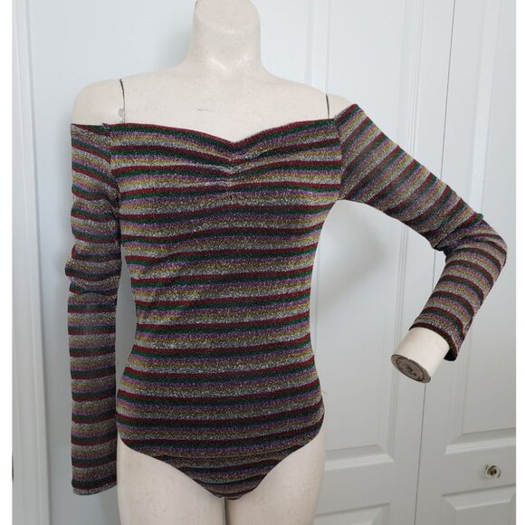 Glitter off-shoulder long sleeve bodysuit BNWT - Picture 3 of 12